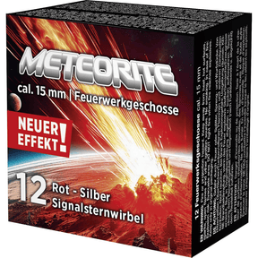 id-paintball Umarex Meteorite Signalsternwirbel 15 mm in rot-silber, 12er Schachtel mit Feuerwerkseffekt-Abbildung