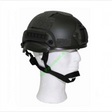 id-paintball MICH 2002 Deko-Helm aus schwarzem ABS-Kunststoff mit seitlichen Rails und Klettflächen auf einem Kopfmodell