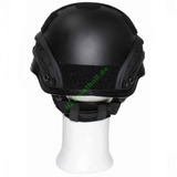 id-paintball MICH 2002 Deko-Helm aus schwarzem ABS-Kunststoff mit seitlichen Rails und Klettflächen, Rückansicht