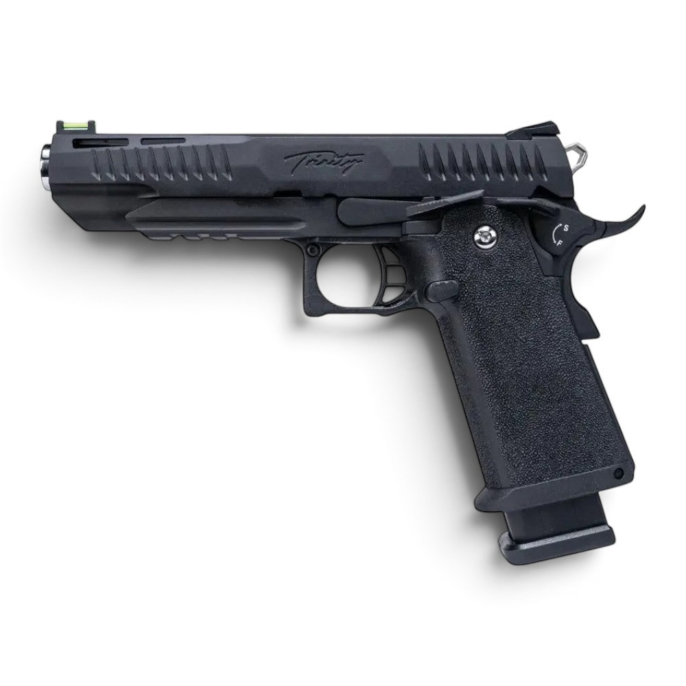 id-paintball Modify Trinity Hi-Capa 5.1 GBB Airsoft-Pistole in Schwarz mit Metallschlitten und Fiber-Optik-Visier