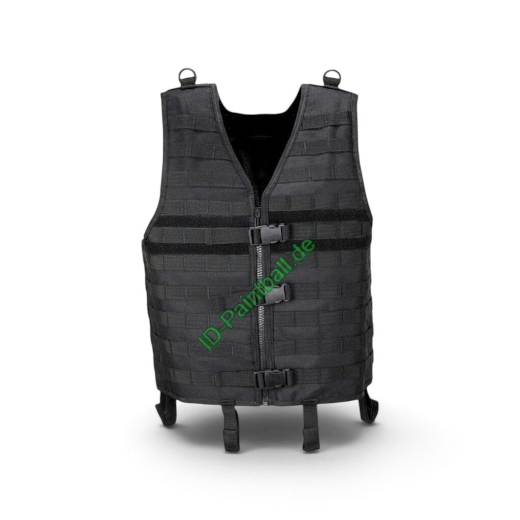 id-paintball MFH Molle Light Taktikweste in Schwarz mit modularen Gurtschlaufen und verstellbaren Schnallen