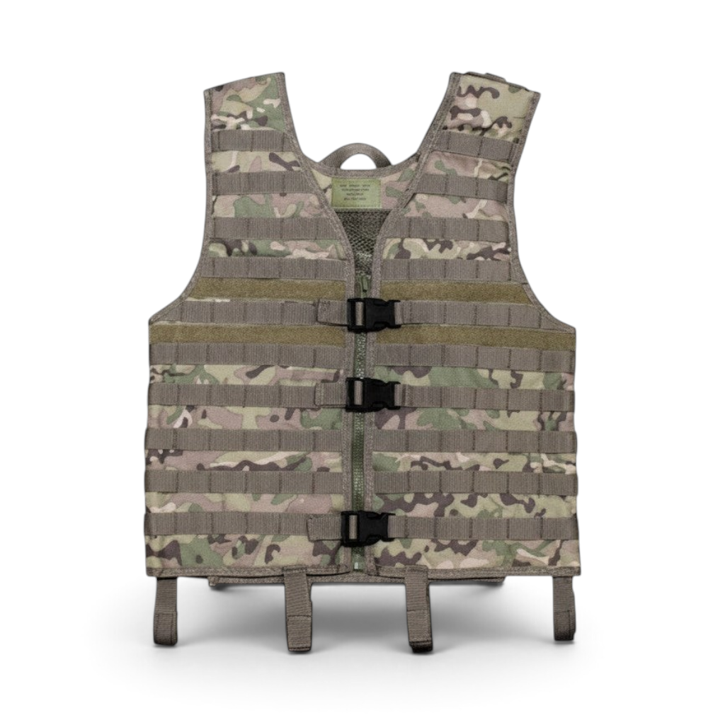 id-paintball MFH Molle Light Weste in Camouflage mit modularen Gurtschlaufen, verstellbaren Schnallen und Reißverschluss