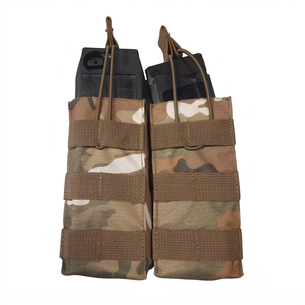 id-paintball Molle 2-Fach Magazintasche in Camouflage mit elastischem Kordelzug für Paintball-Magazine