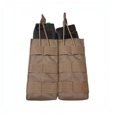 id-paintball Molle 2-Fach Magazintasche in Coyote Brown für Paintball Markierer Magazine mit elastischem Kordelzug