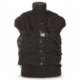 id-paintball Molle Trägerweste in Schwarz mit Mesh-System, Frontreißverschluss, verstellbaren Schnallen und D-Ringen.
