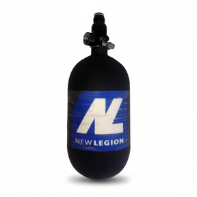 id-paintball New Legion Dwarf 1,1 Liter Composite HP System mit 300 bar Regulator in Schwarz und Blau