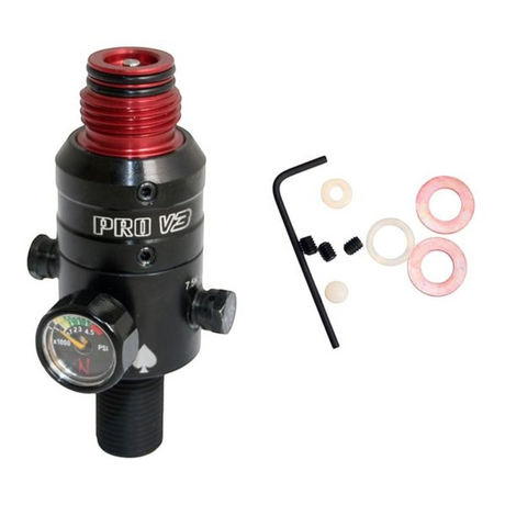 id-paintball Ninja PRO V3 HP Regulator aus schwarzem Aluminium mit Manometer, Füllnippel und beiliegenden Shims
