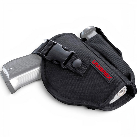id-paintball Umarex Nylon-Gürtelholster Typ A in Schwarz für große Pistolen mit integrierter Magazintasche