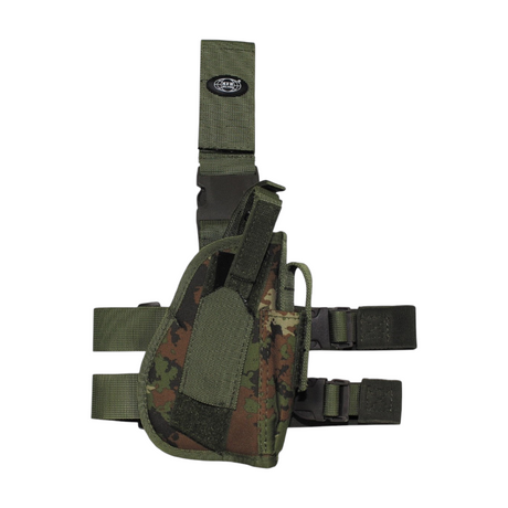 id-paintball Oberschenkelholster in Camouflage mit Magazintasche, verstellbaren Gurten und Sicherungsriemen aus Polyester