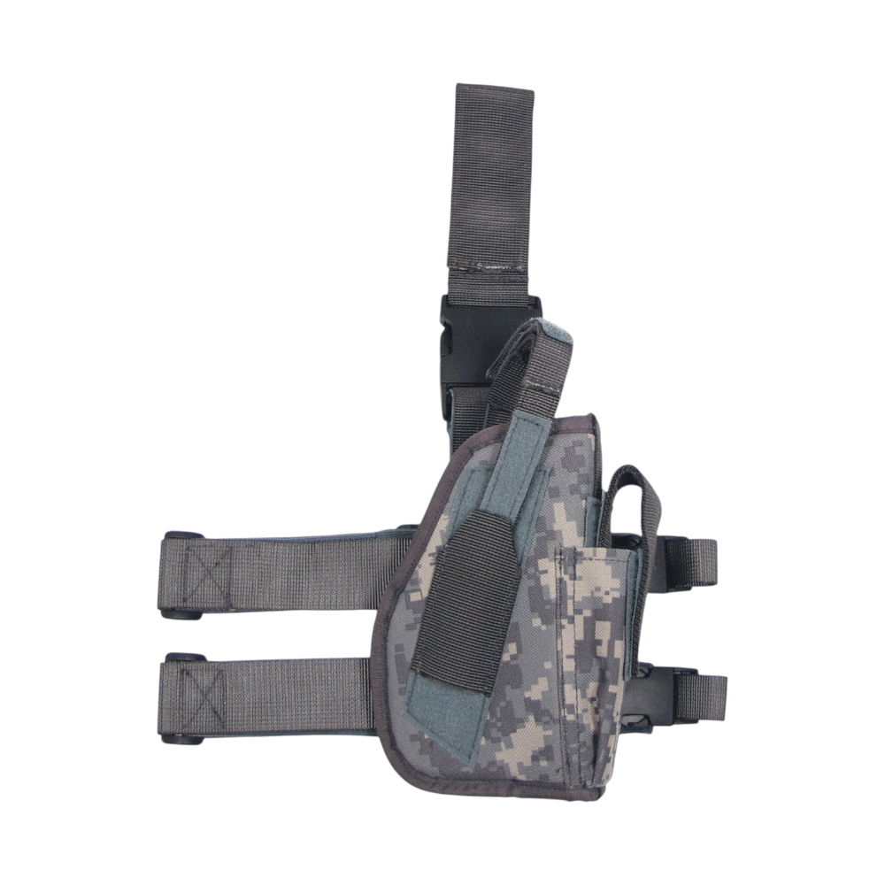 id-paintball Oberschenkelholster in digitalem Camouflage-Muster mit Magazintasche und verstellbaren Gurten