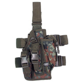 id-paintball Oberschenkelholster in Flecktarn aus Polyester mit Magazintasche, Beingurten und verstellbarem Sicherungsriemen