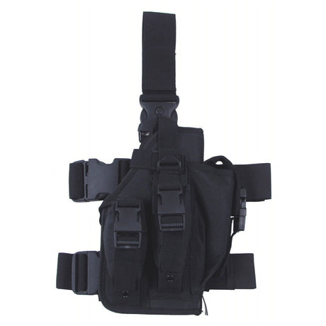 id-paintball Oberschenkelholster aus schwarzem Polyester mit Magazintasche und verstellbaren Beingurten für Paintballwaffen