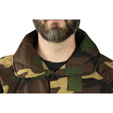 id-paintball Spielfeld Overall in Woodland Camo mit schützendem Kragen für Paintball und Airsoft Einsätze
