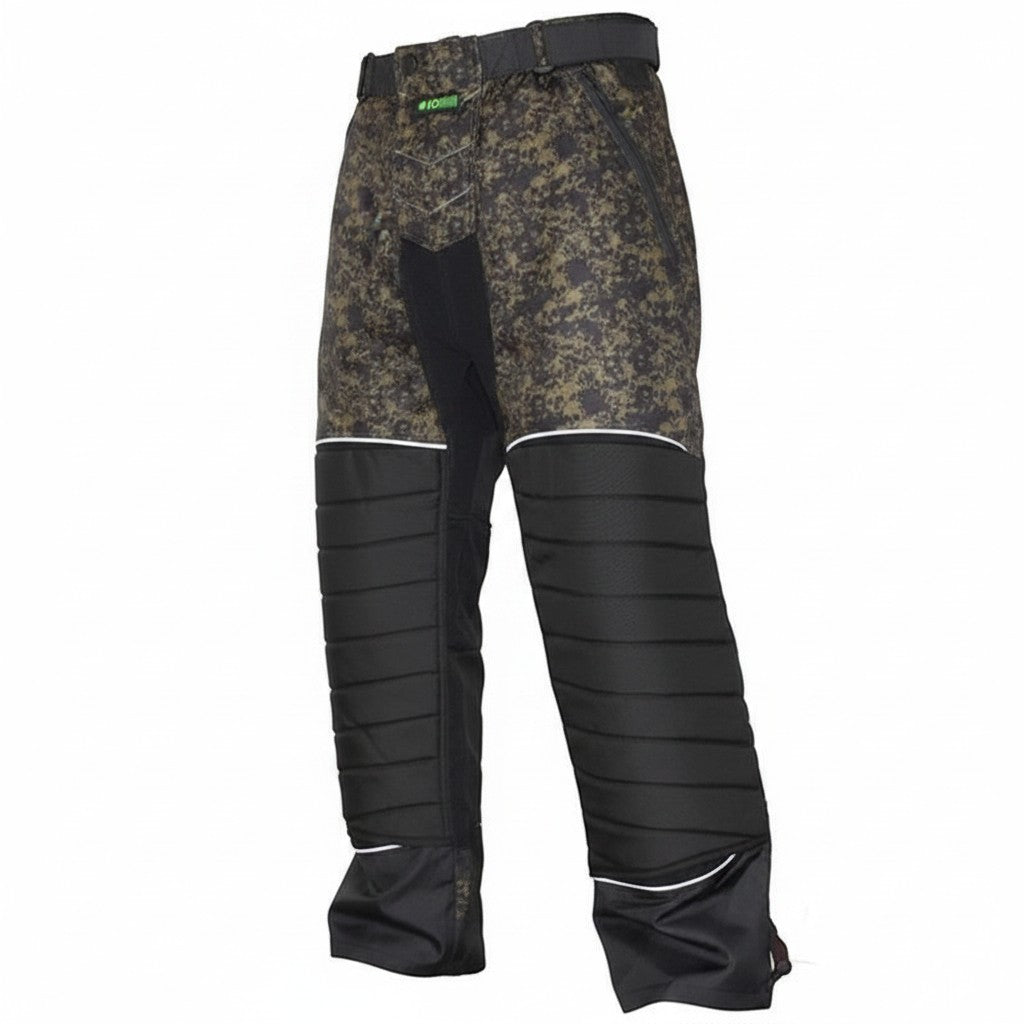id-paintball Paintball Hose in Oliv mit Camouflage-Muster, Kniepolsterung und verstellbarem Bund für Woodland-Spiele