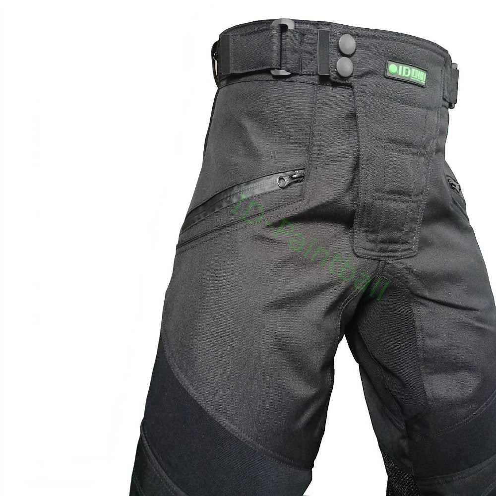 id-paintball Paintball Hose 3.0 in Schwarz mit wasserfesten Reißverschlusstaschen und verstärkten Kniepolstern.