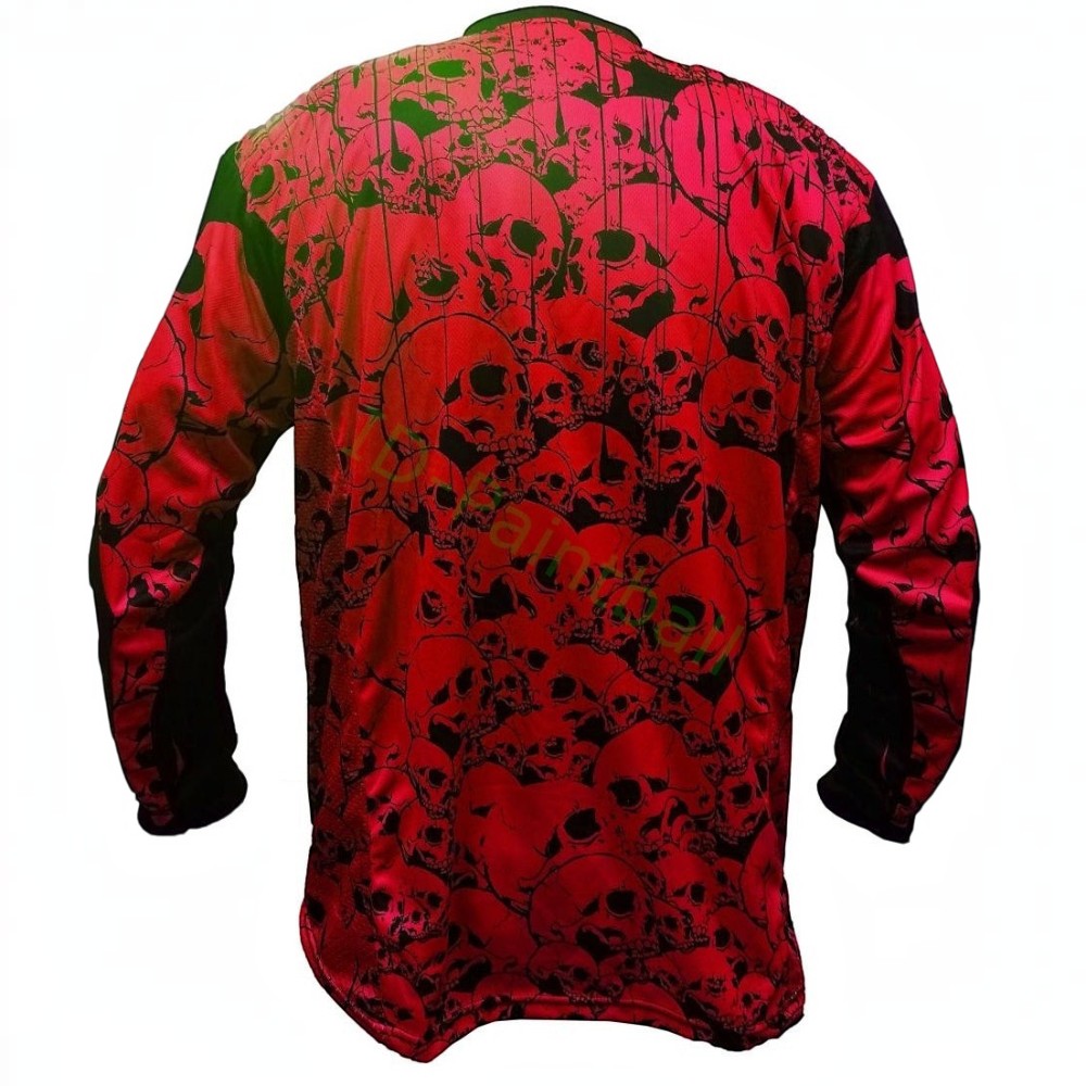 id-paintball Paintball Jersey The Skulls Rot mit rotem Totenkopf-Muster, atmungsaktiv und strapazierfähig