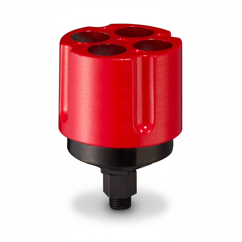 id-paintball Perfecta Multi-Shooter in Rot für vier 15 mm Pyro-Effekte mit schwarzem Adapter