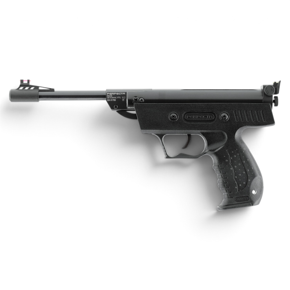 id-paintball Perfecta S3 Federdruck-Luftpistole in Schwarz mit Polymer-Griffstück und Fiberoptik-Visierung