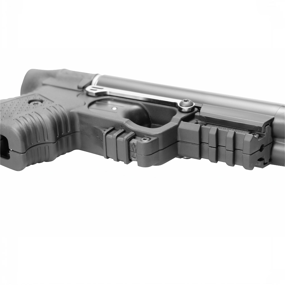 id-paintball PIEXON JPX 2 Jet Protector Pfefferspraypistole aus schwarzem Polymer mit integrierter Montageschiene