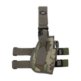 id-paintball Pistolenbeinholster in Camouflage mit Magazintasche, verstellbaren Gurten und Sicherungsriemen aus Polyester