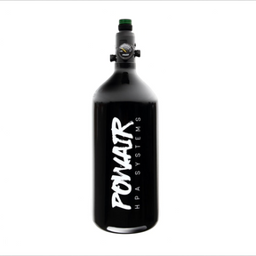 id-paintball PowAir Basic Series 0,8L HPA System mit schwarzer Druckluftflasche und MAXREG Regulator für Paintball