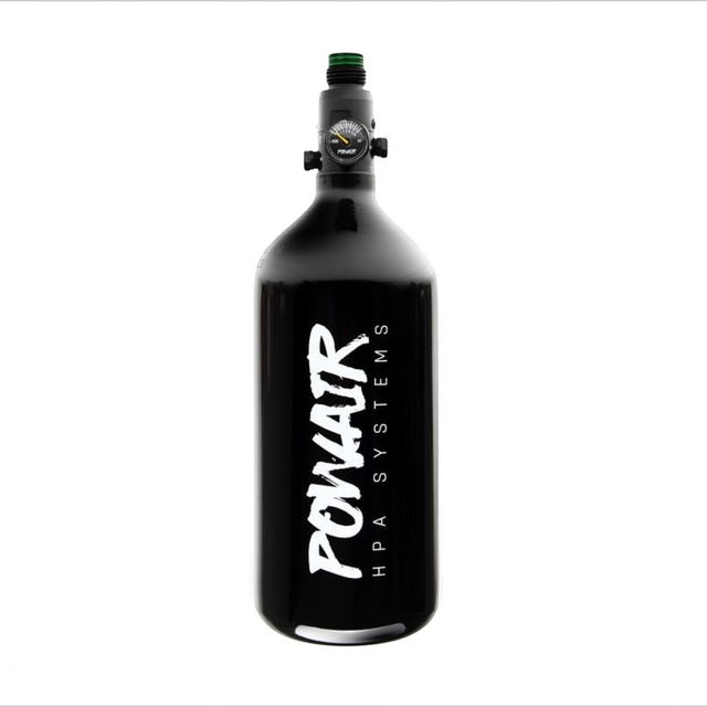 id-paintball PowAir Basic Series 0,8L HPA System mit schwarzer Druckluftflasche und MAXREG Regulator für Paintball