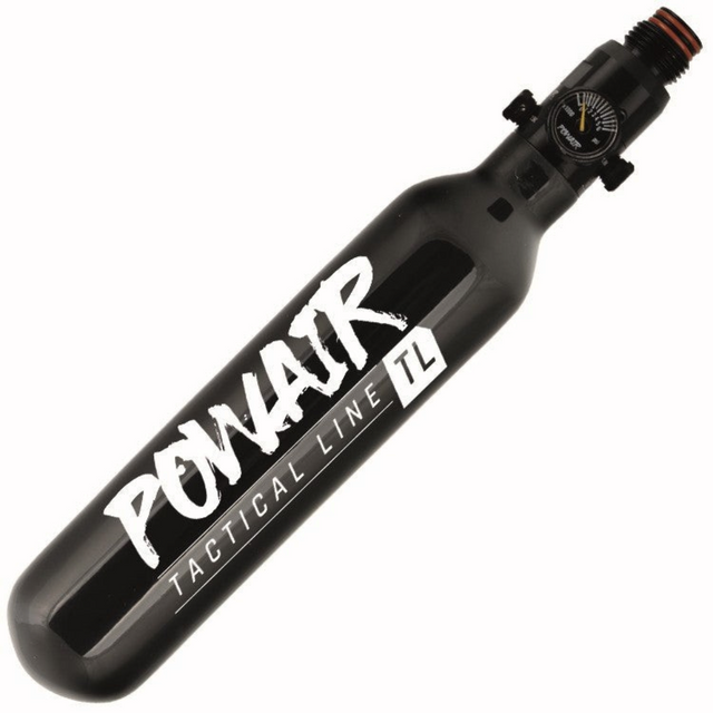 id-paintball POWAIR Tactical Line 0,25l HP System in Schwarz mit MaxReg Regulator für MagFed Paintball Markierer