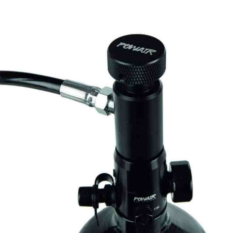 id-paintball PowAir Twister HPA Remote System mit schwarzem Flaschenanschluss und On/Off-Ventil für Paintball-Markierer