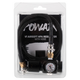id-paintball PowAir V1 HPA Regulator mit schwarzem Schlauchsystem und Manometer in der Originalverpackung