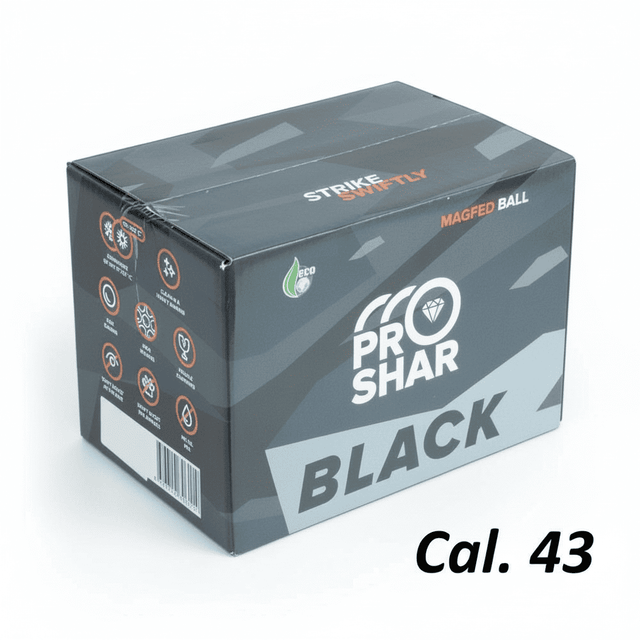id-paintball ProShar BLACK Cal. 43 MagFed Paintball Karton mit 500 Schuss für RAM Markierer