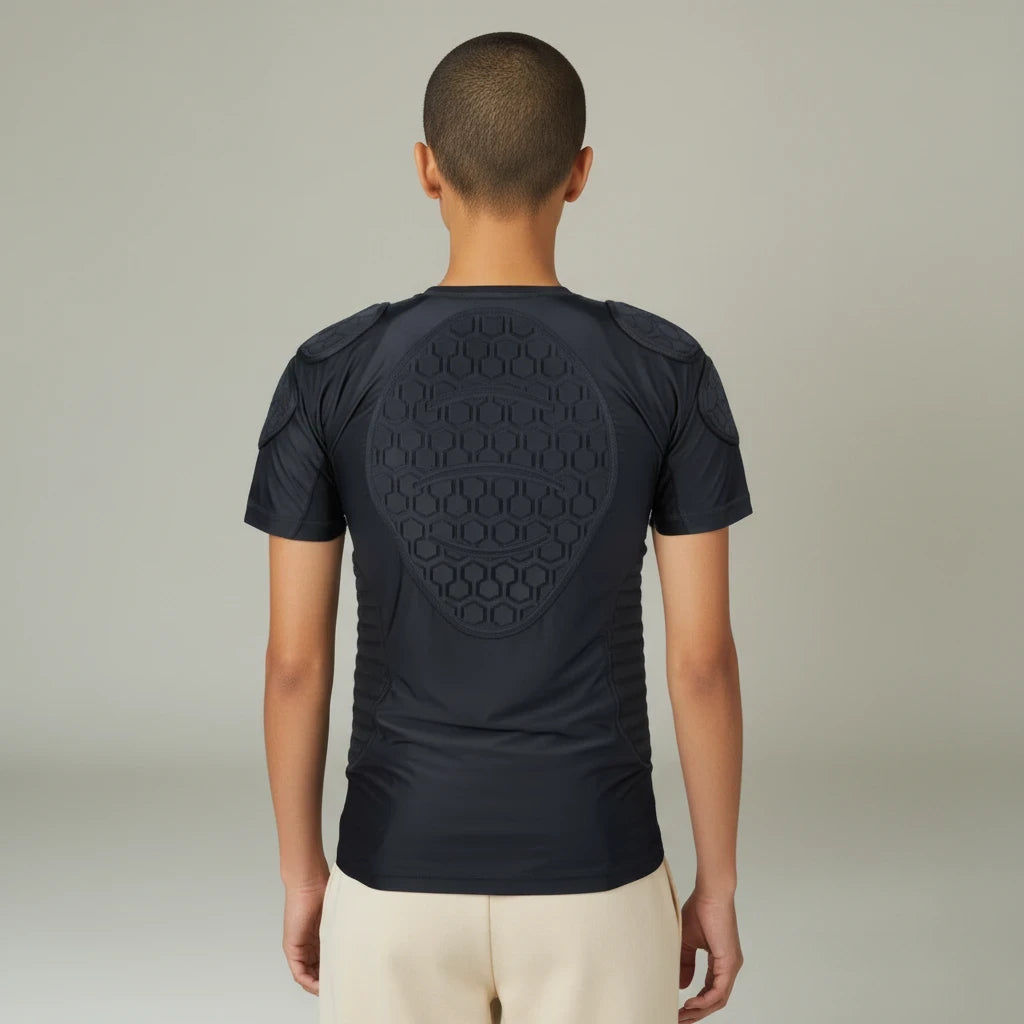 id-paintball Protector Shirt in Schwarz mit Rückenprotektor und Schulterpolstern für Paintball-Spieler