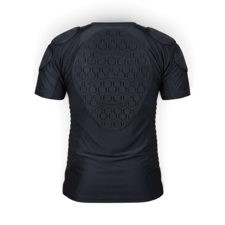 id-paintball Protector Shirt in Schwarz mit Waben-Polsterung an Rücken und Schultern für Paintball-Spieler