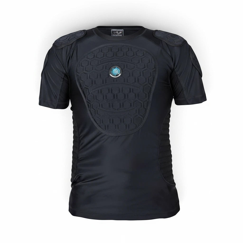 id-paintball Protector Shirt in Schwarz mit integrierten Polstern für Brust, Rücken und Oberarme