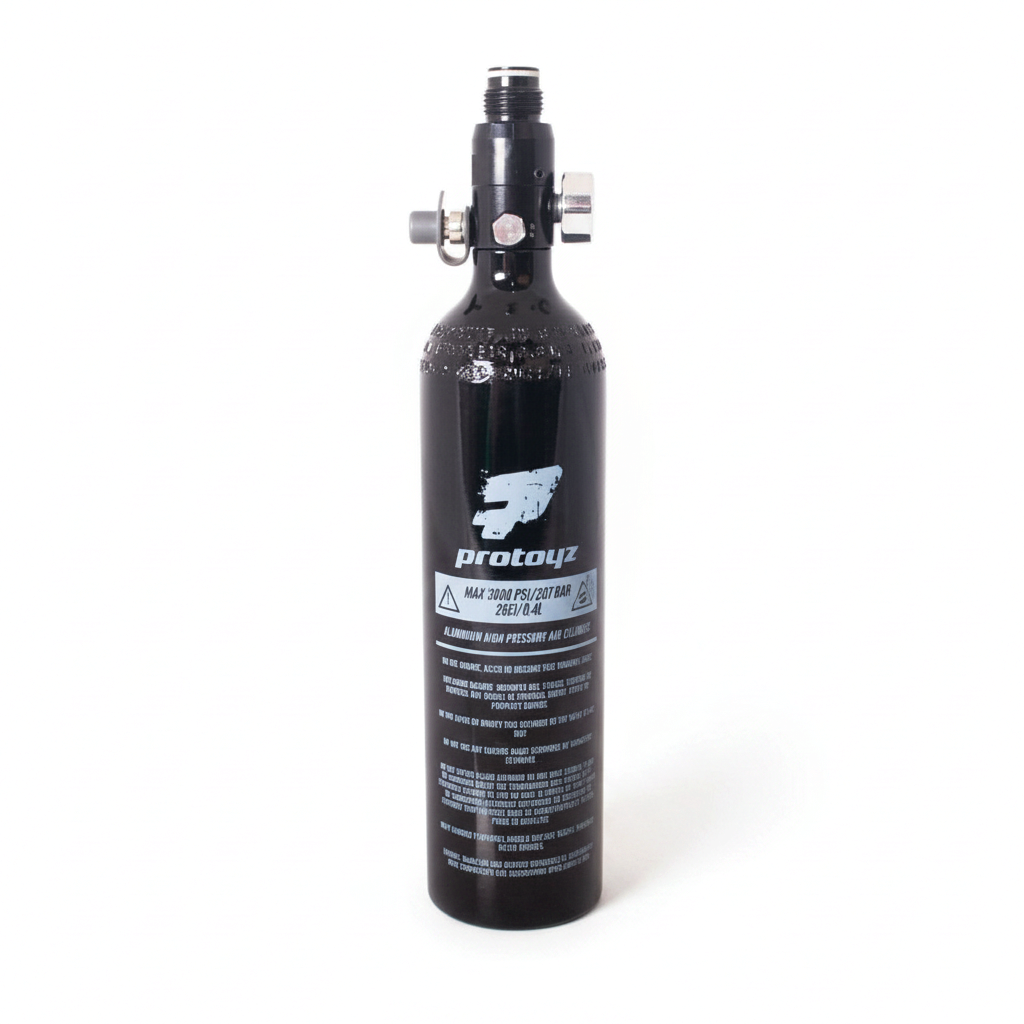 id-paintball Protoyz 0,4L 200 Bar Aluminium Paintball-Druckluftflasche mit Regulator und Manometer