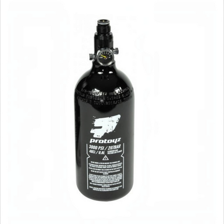 id-paintball Protoyz HP System 200 Bar 0,8L Aluminium-Flasche in Schwarz mit Regulator und Manometer