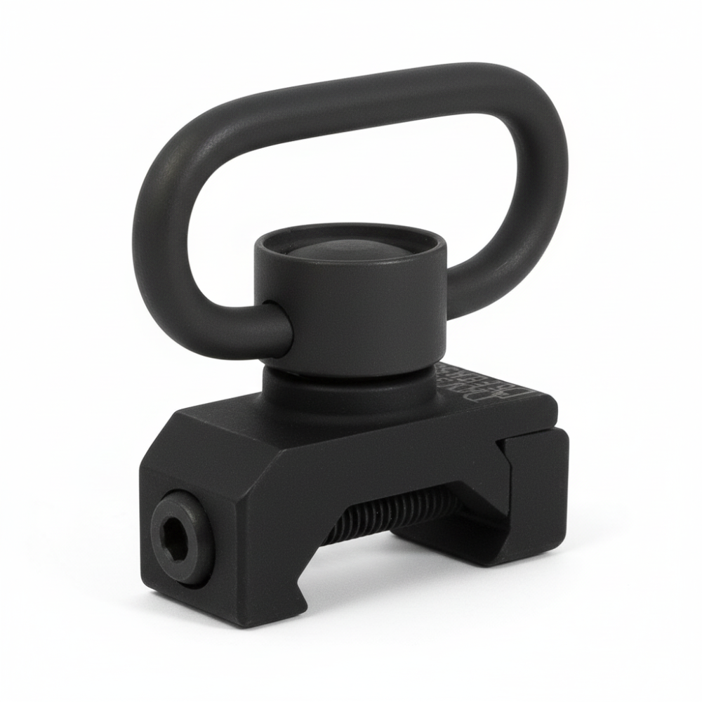 id-paintball QD Sling Swivel Befestigung aus schwarzem Vollmetall für 22mm Picatinny Schienen mit Druckknopf