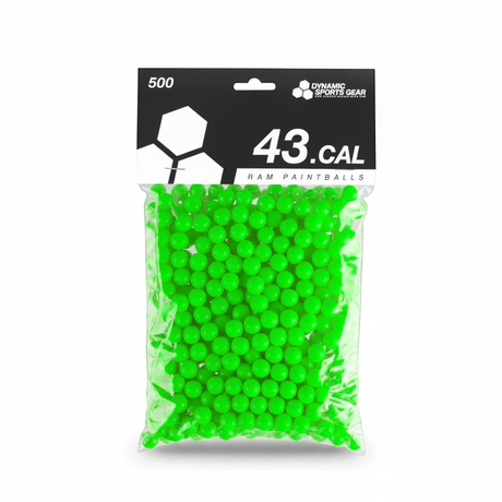 id-paintball DSG RAM Paintballs Kaliber .43 in Grün, 500 Stück in transparenter Kunststoffverpackung