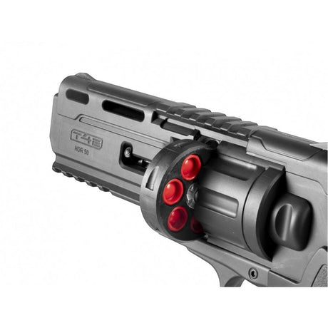 id-paintball Razor Steel Core Cal.50 Geschosse in der Trommel eines T4E HDR 50 Revolvers