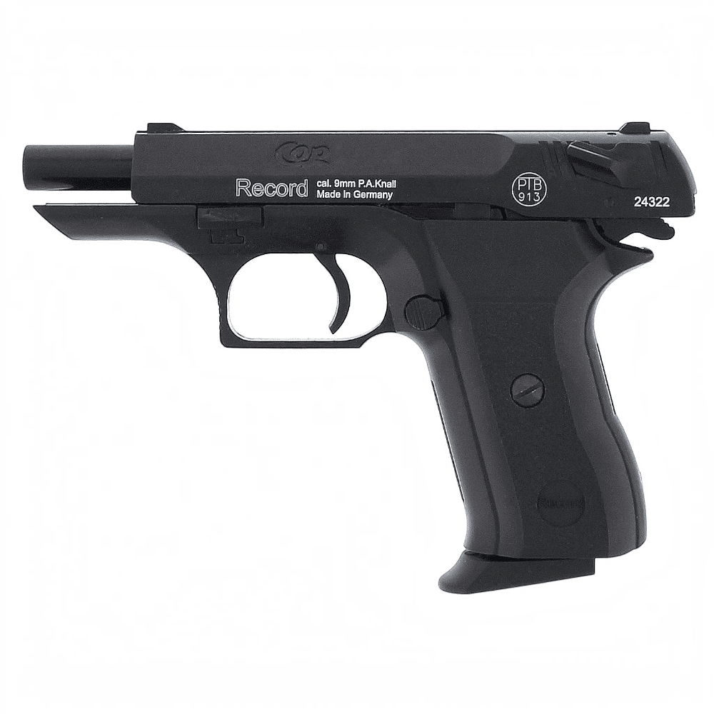 id-paintball Record Mod. COP Schreckschusspistole in Schwarz mit 9mm PAK Kaliber und kompaktem Design