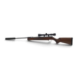id-paintball Remington Express XP Luftgewehr mit 3-9x32 Zielfernrohr und Schalldämpfer in Seitenansicht
