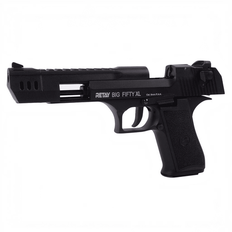 id-paintball Retay Big Fifty XL Schreckschusspistole in Schwarz mit 9mm P.A.K. Kaliber und Vollmetallgehäuse