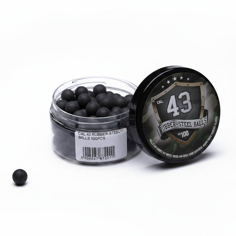 id-paintball Rubberballs Cal. .43 aus Stahl-Gummigemisch in einer Dose mit 100 Stück für RAM- und T4E-Markierer