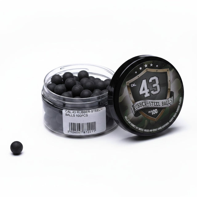 id-paintball Rubberballs Cal. .43 aus Stahl-Gummigemisch in einer Dose mit 100 Stück für RAM- und T4E-Markierer