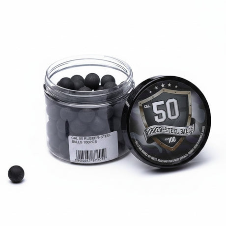 id-paintball Rubberballs Cal. 50 aus Stahl-Gummigemisch in einer Dose mit 100 Stück für RAM- und T4E-Markierer