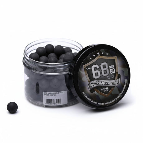 id-paintball Rubberballs Cal. 68 aus Stahl-Gummi-Gemisch in einer 100er Dose für Training und Markierer-Tests