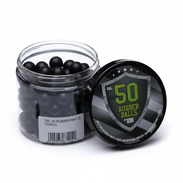 id-paintball 100 schwarze Hartgummi-Trainingskugeln im Kaliber .50 in einer transparenten Dose mit Deckel