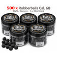 id-paintball 500 schwarze Rubberballs Kaliber 68 aus Stahl-Gummi-Gemisch in fünf Vorratsdosen für Paintball Markierer