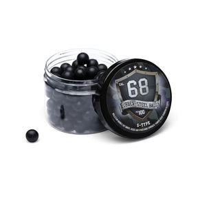 id-paintball Rubberballs Cal. 68 S-Typ aus Stahl-Gummi-Mischung in schwarzer Dose mit 100 Stück für Markierer