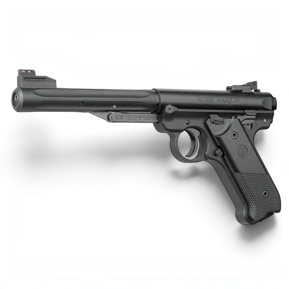 id-paintball Ruger Mark IV Federdruck-Luftpistole in Schwarz mit gezogener Lauf-Optik und Fiberoptik-Korn