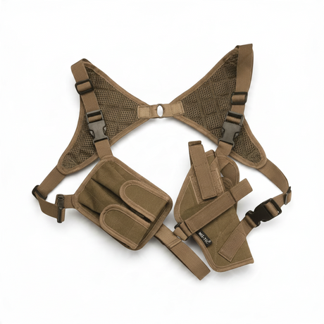 id-paintball Schulterholster in Coyote Tan aus Nylon mit Magazintasche, atmungsaktivem Netzgewebe und verstellbaren Riemen